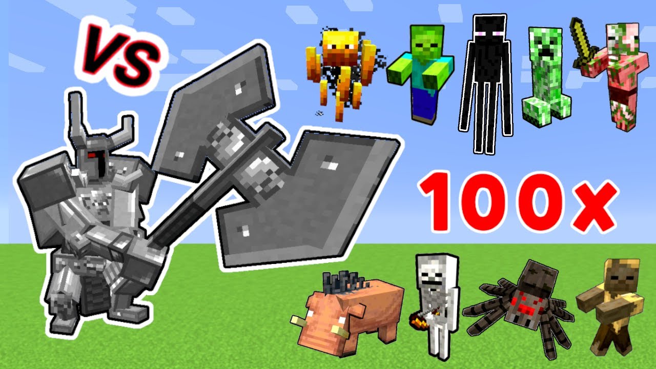Ferrous Wroughtnaut Vs. Minecraft Mobs 1vs100