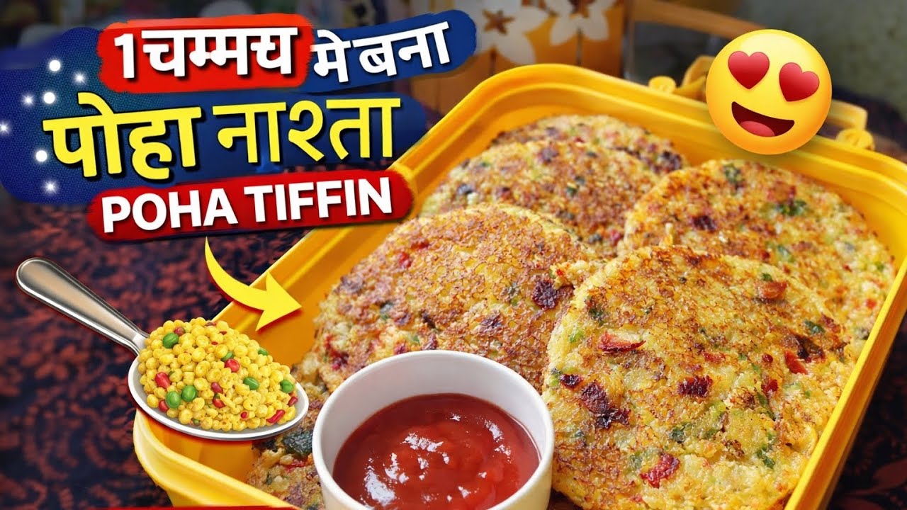 सिर्फ 1 चम्मच में बना झटपट पोहा नाश्ता 😍 | 1 Spoon Poha Tiffin Recipe
