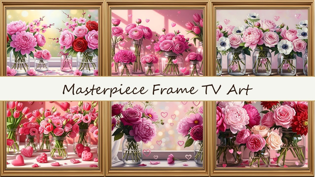 Romantic Pink Flower Loop Screensaver | Hearts Drifting in Soft Light | 4K Ambient Visuals