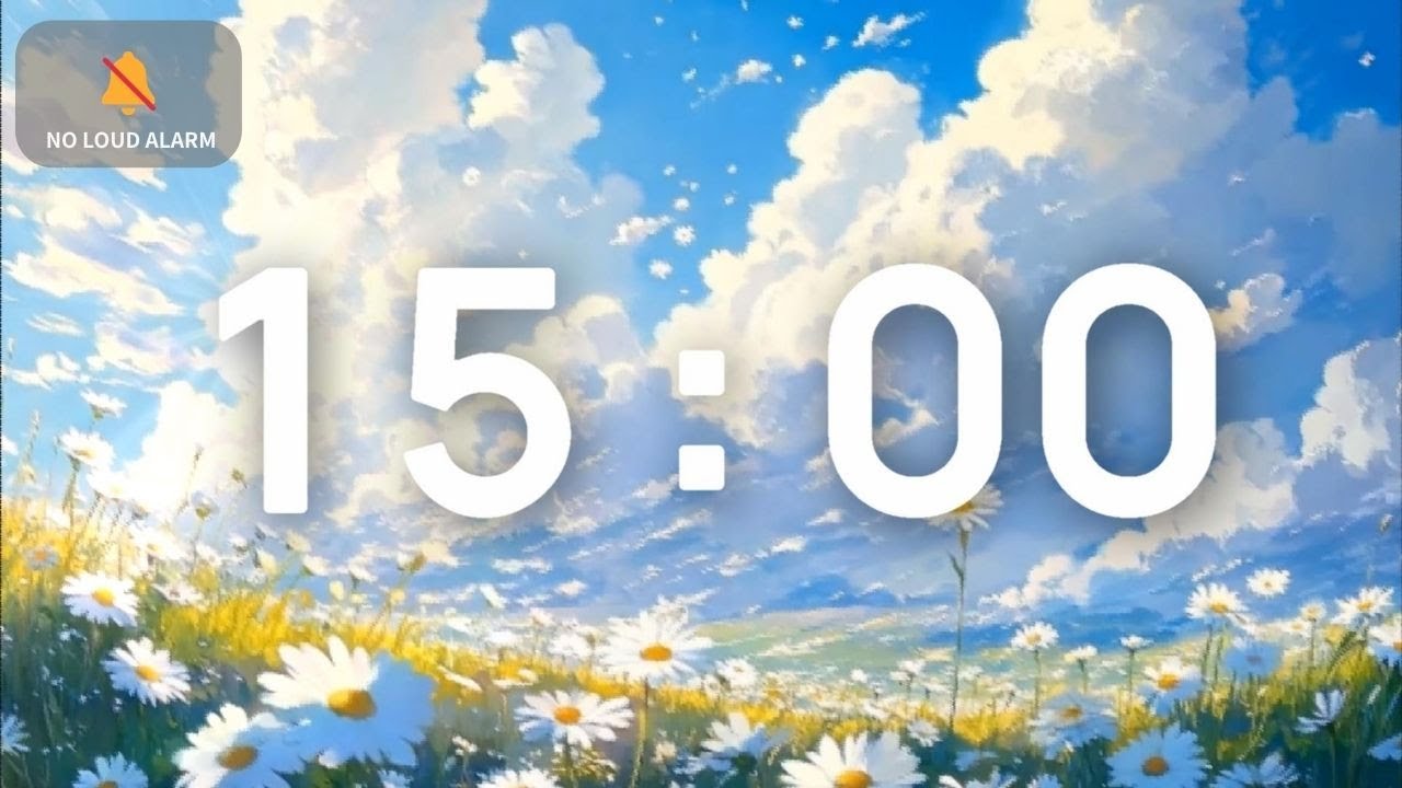 15 Minute Classroom Timer for Teachers | Calming Music & Quiet Relax | No Loud Alarm