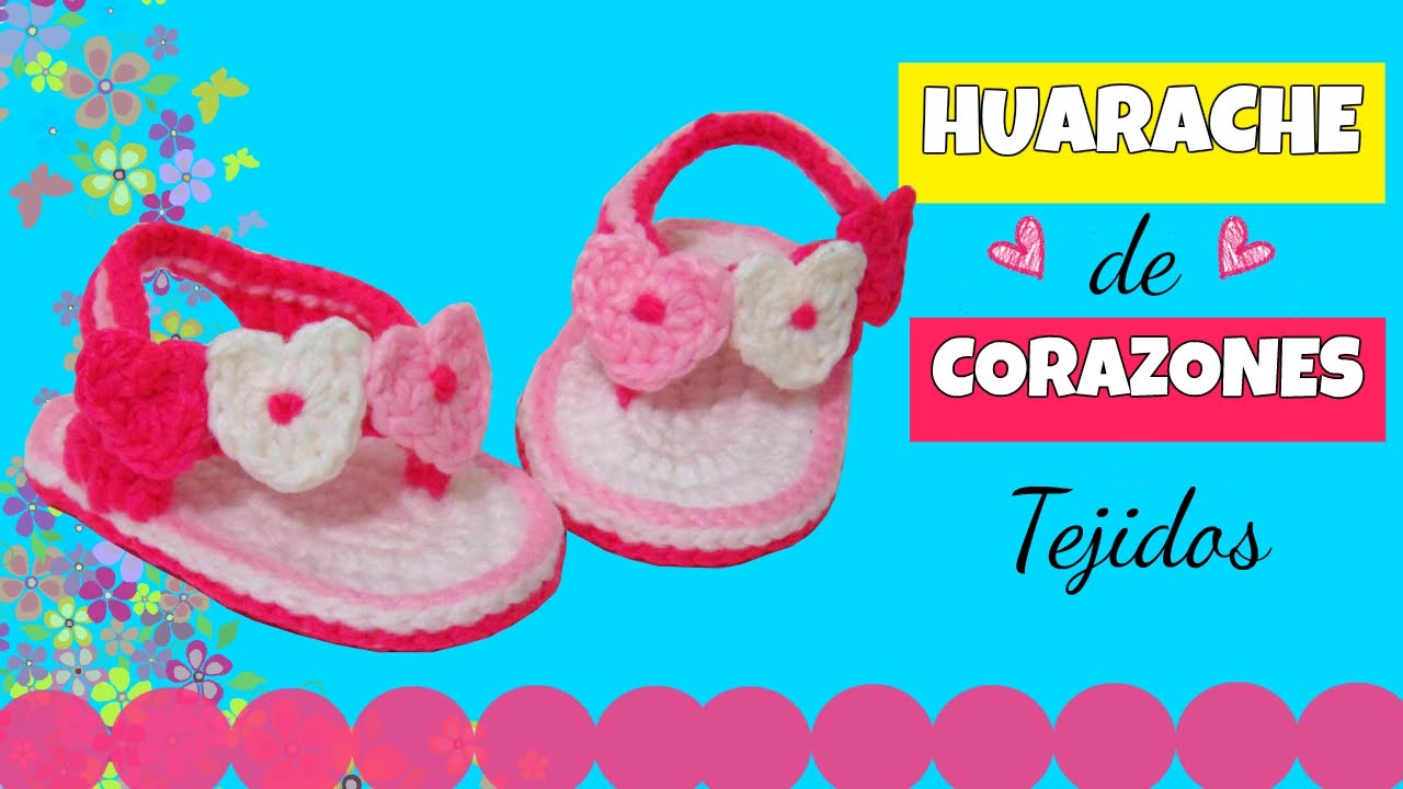 Huarache o sandalia de corazones ♥ tejidos a crochet |  varias tallas