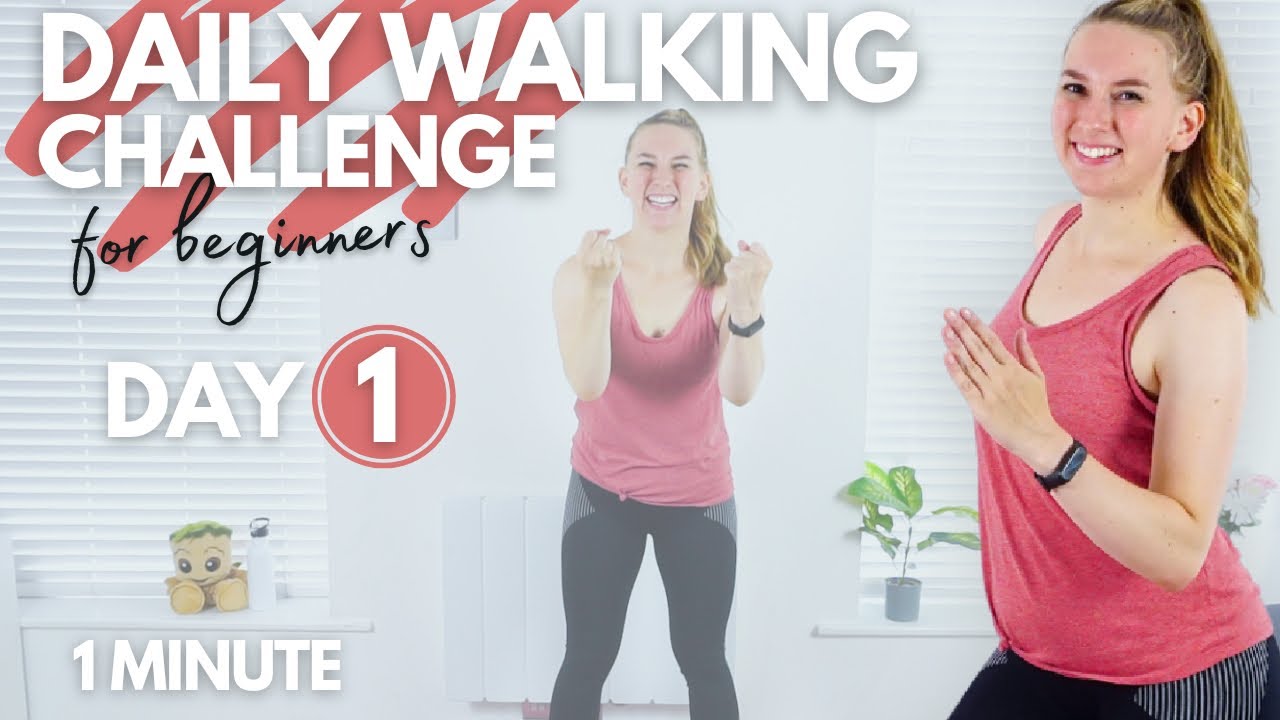 1 Minute Low Impact Walking Workout || DAY 1 Daily Walking Challenge for Beginners (&plusmn; 100 steps)