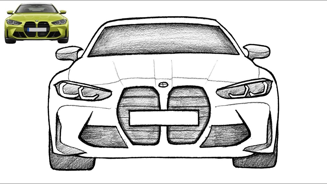 BMW M4 Realistic Sketch | Easy BMW Drawing Step by Step | Clean Line + Shadow 🖌️