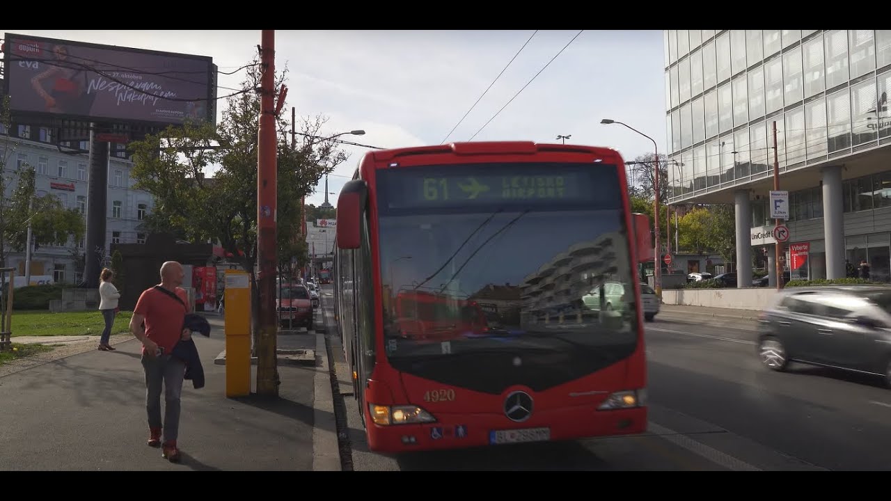 Slovakia, Bratislava, bus 61 ride from Nám. F. Liszta to  Airport  ( 1 of 2 )
