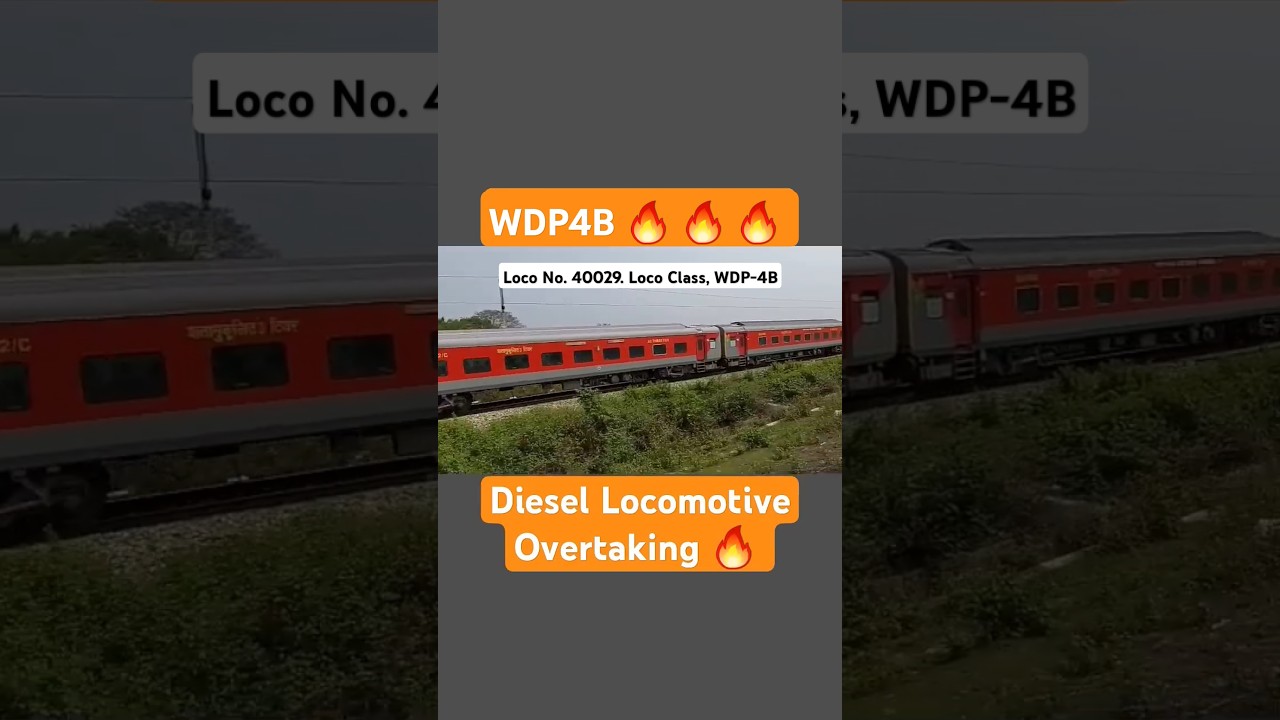 Diesel Locomotive overtaking WDP4B #outsidevsinside #train #indianrailways #shorts #wdp4b #1m #wdp4d