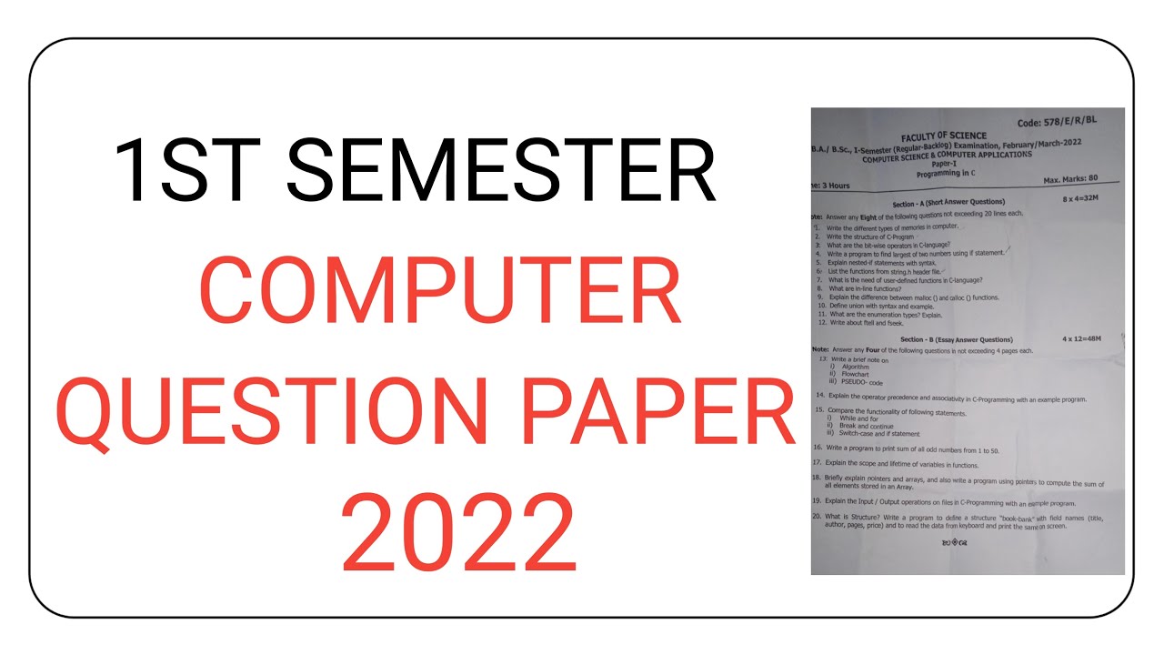 1st computer science question paper  Bsc 1st year question paper