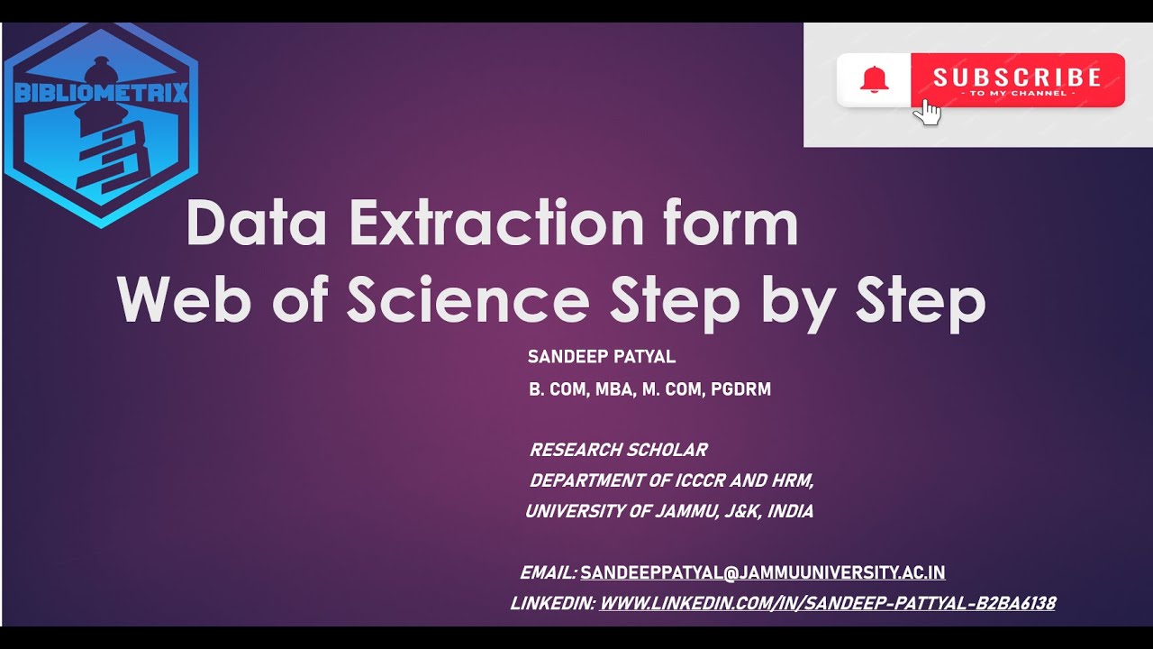 Data Extraction from Web of Science || Extraction of Datafile from Web of Science || Sandeep Patyal
