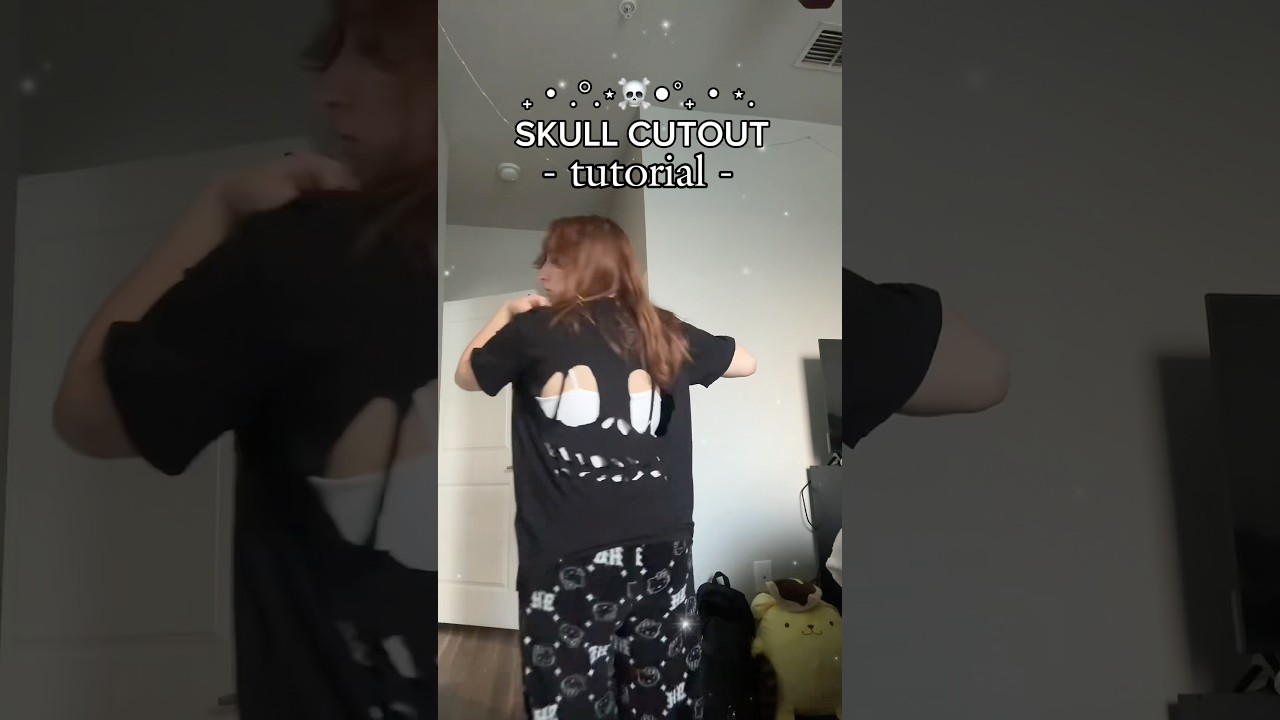 skull cut out shirt tutorial #diy #diyfashion #fashion #tutorial #fashiontutorial #shorts #girls
