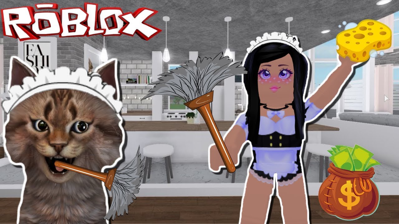 🧹LIMPIO CASAS A CAMBIO DE DINERO EN BLOXBURG (INTENTAN RAPTARME)😱- ROBLOX