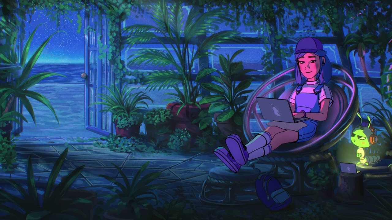 midnight garden serenity: relaxing lofi meditation beats🌴🌊