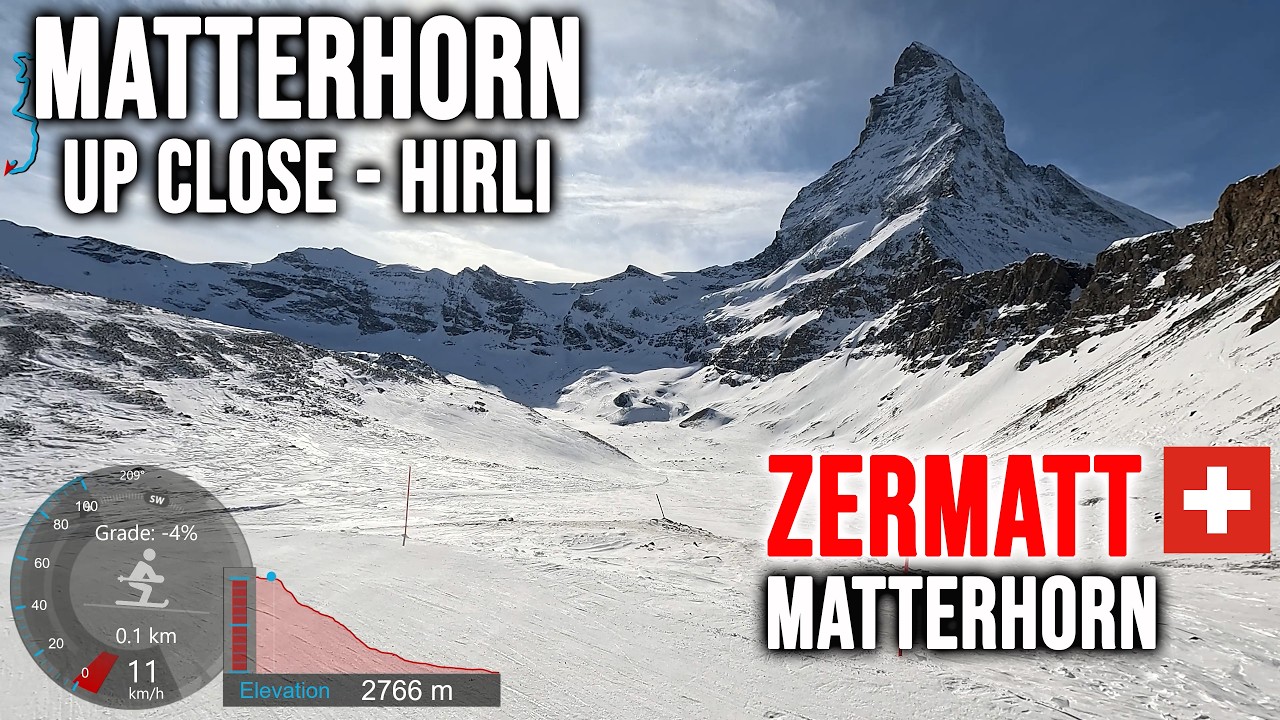 [4K] Skiing Zermatt, Matterhorn Up Close - Hirli to Furi Gondola, Switzerland, GoPro HERO13