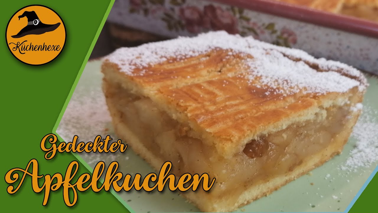 herrlich , saftiger  gedeckter  Apfelkuchen   ( mit Mürbteig )
