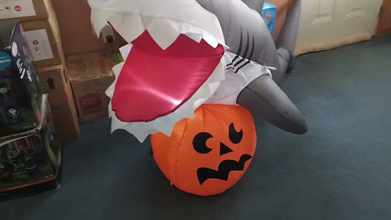 NEW FOR 2025 Gemmy Airblown Inflatable Halloween 7.5ft Shark With Sound Box
