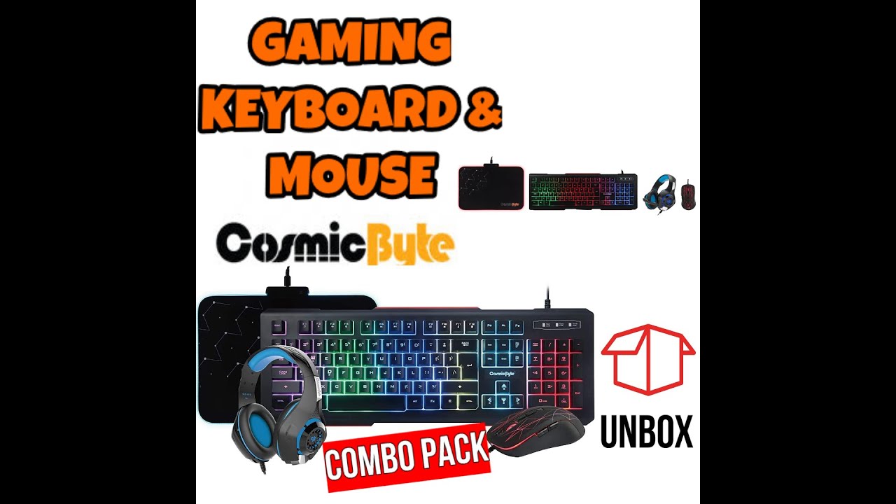 Key board | Mouse | Headphone | Mouse pad under Rs - 3600/-. COSMICBYTE combo pack| unbox