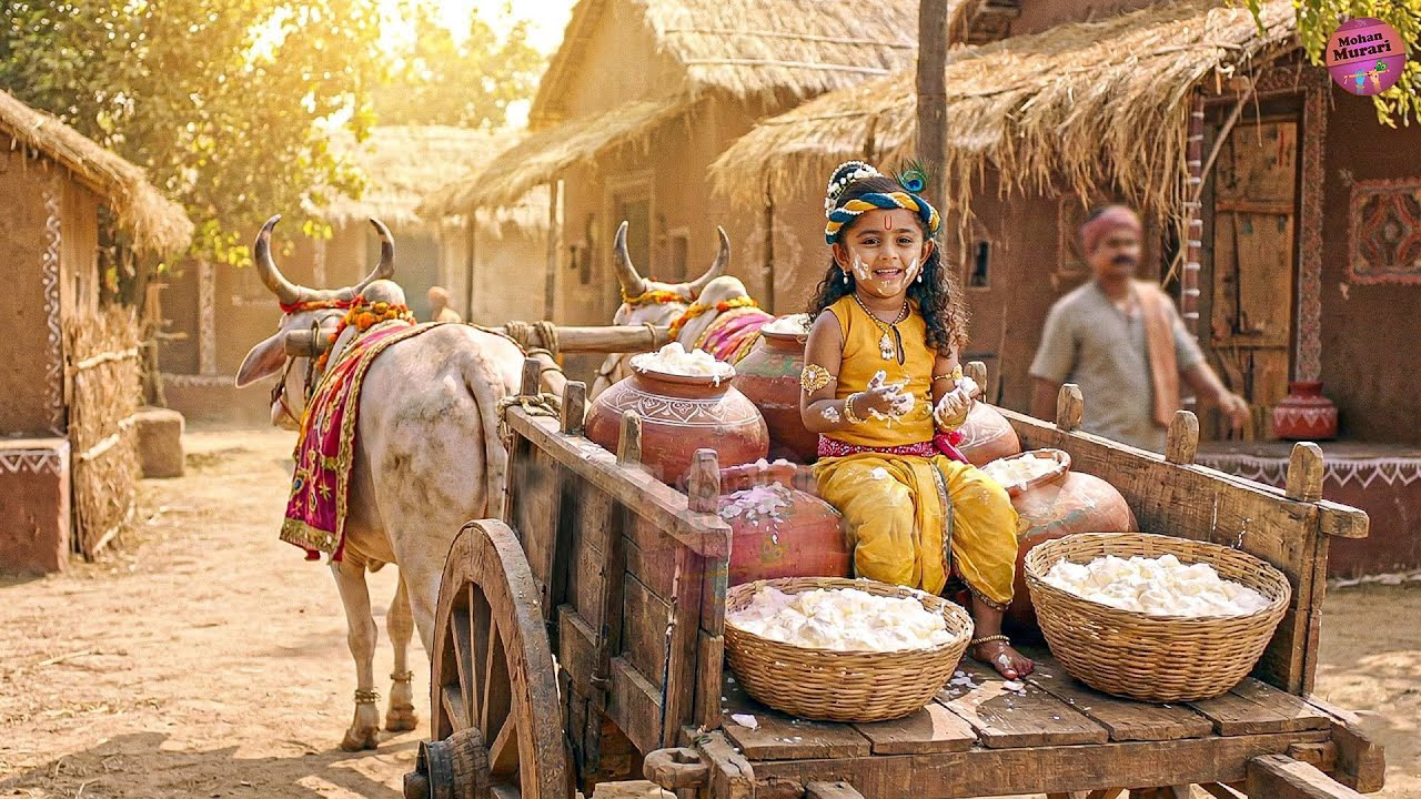 श्री कृष्ण बैलगाड़ी पर बैठ कर माखन बेचने निकले | #Yashomati Maiya Ke Nandlala