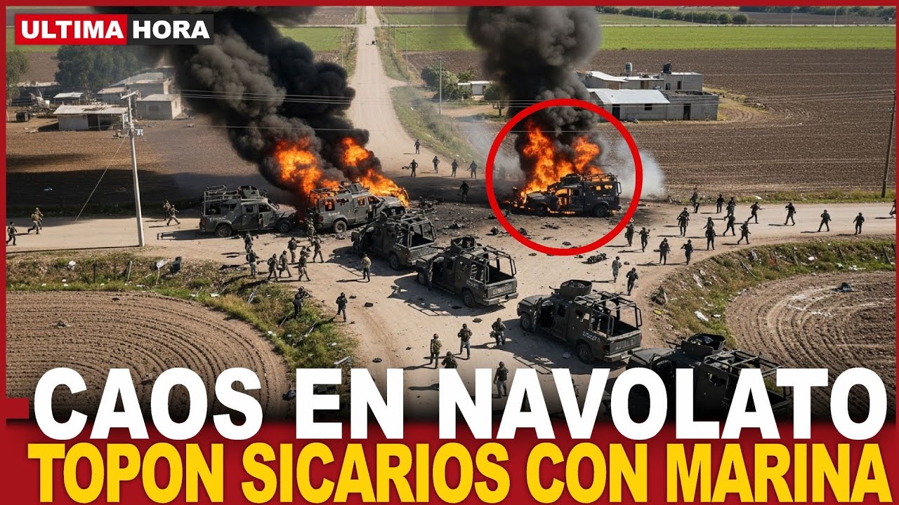 NAVOLATO en CAOS: Sicarios CHOCAN 6 carros mientras MARINA los PERSIGUE