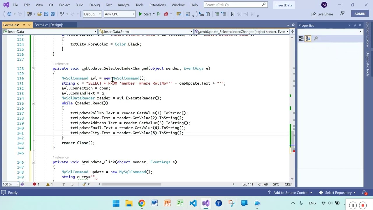 How to update data in MySQL database using visual studio 2022. #visualprogramming   C#basictools