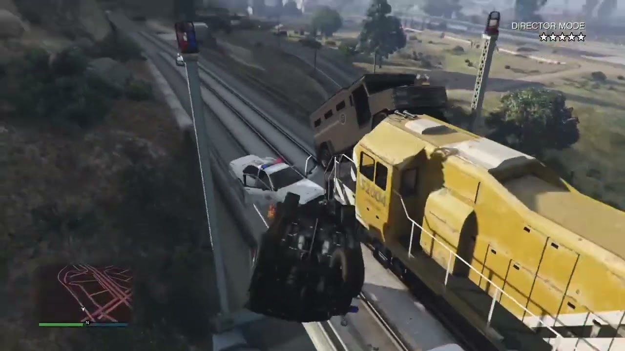 GTA 5: Train Hitting Cops!