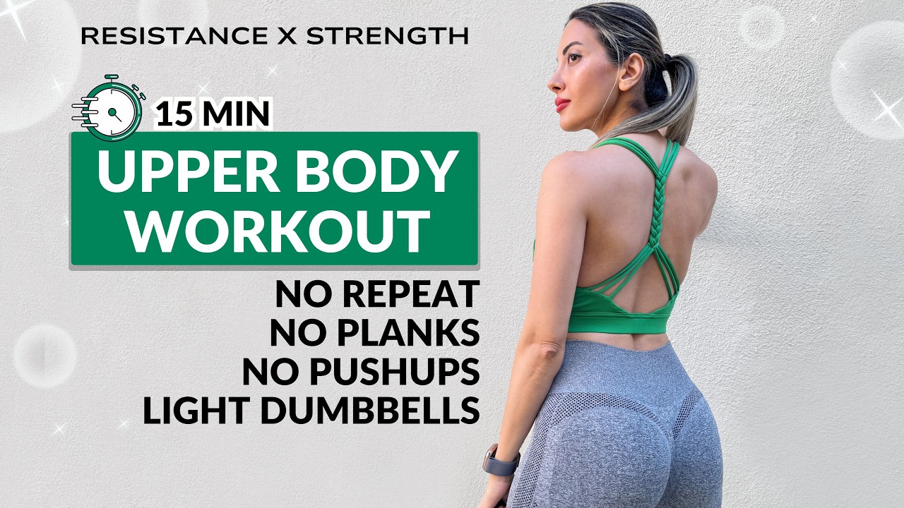 15min Wrist-Friendly UPPER BODY, No Pushups, No Planks, Light Weights (Chest, Back, Biceps, Triceps)