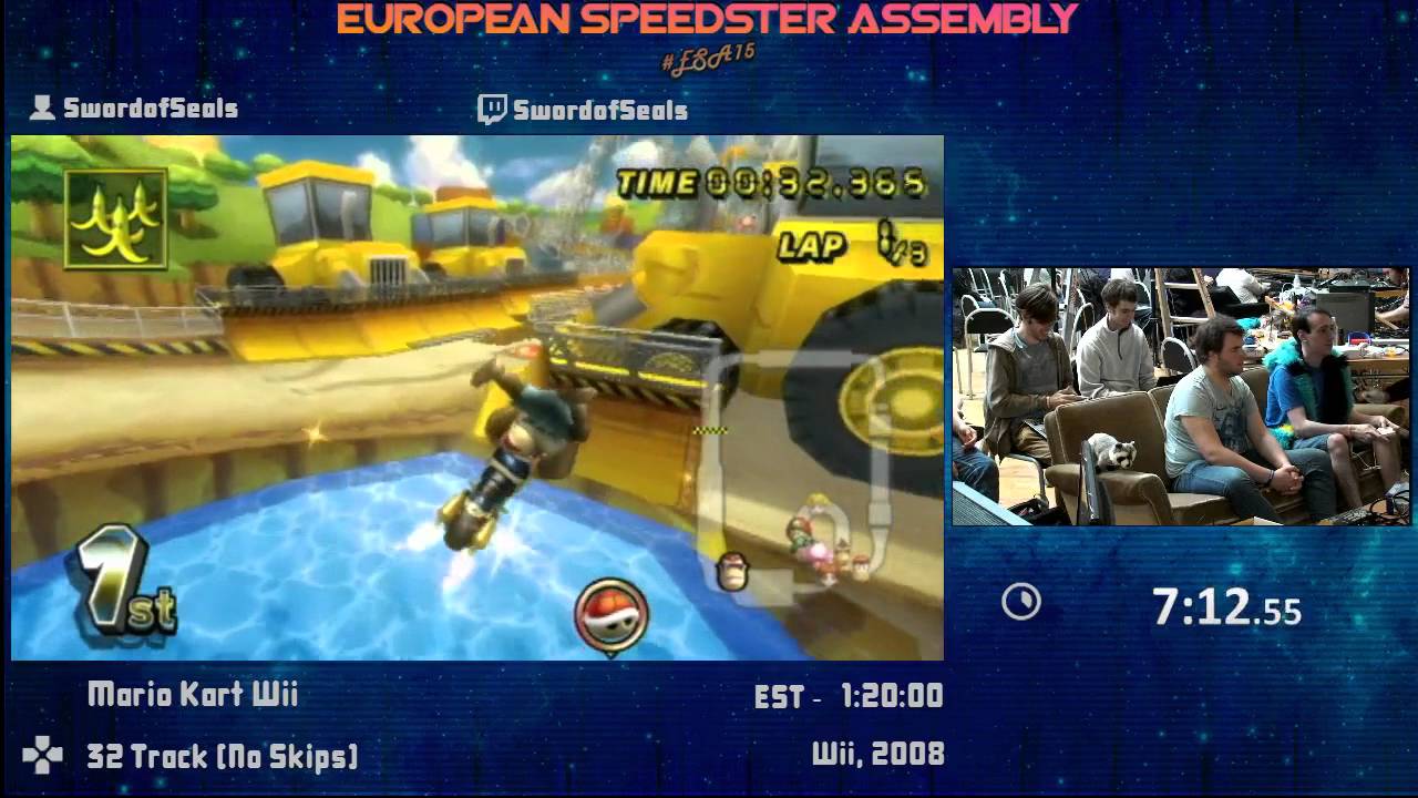 #ESA15Yellow - Mario Kart Wii [ 32 Track (No Skips) ] Speedrun by SwordofSeals