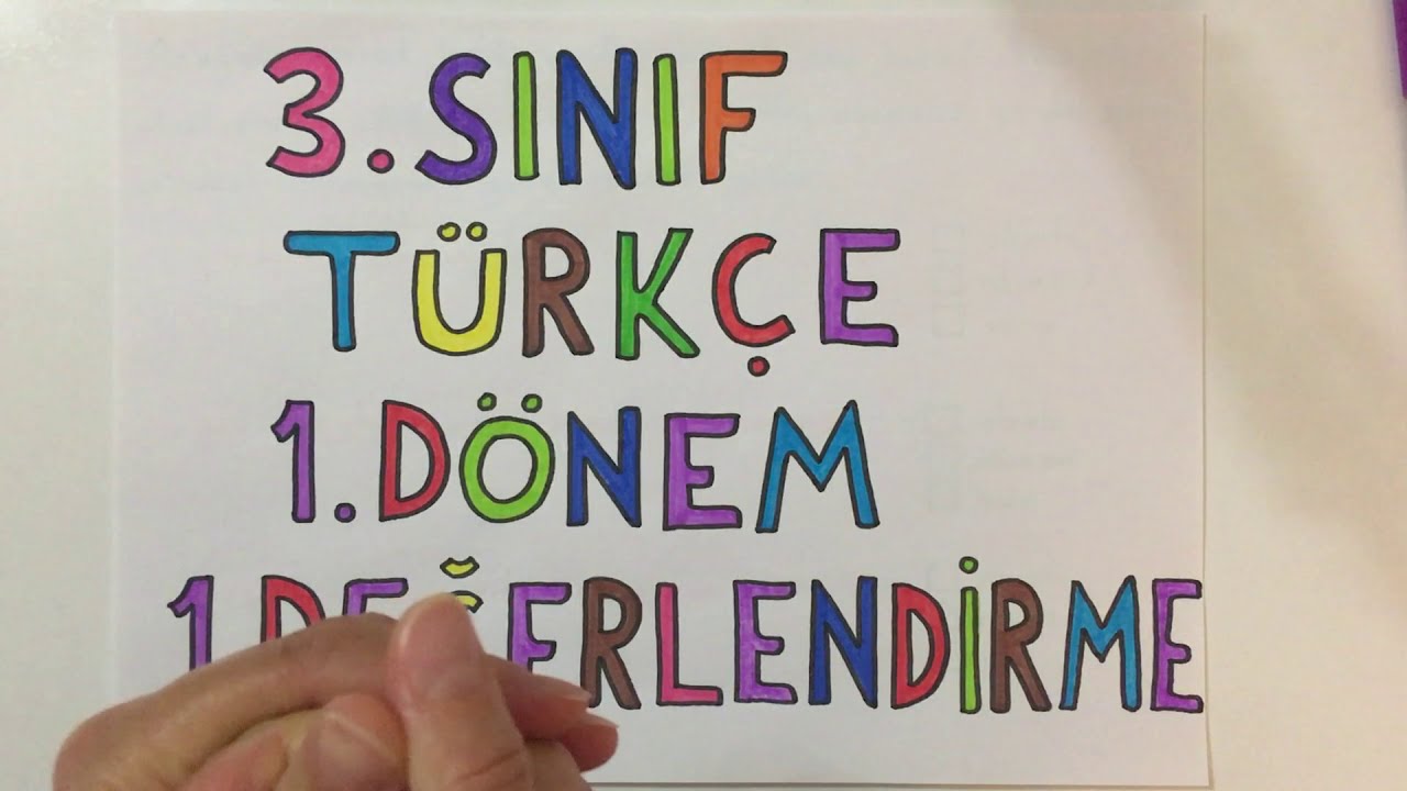 3. Sınıf Türkçe 1. Dönem 1. Değerlendirme (Yazılı soruları)