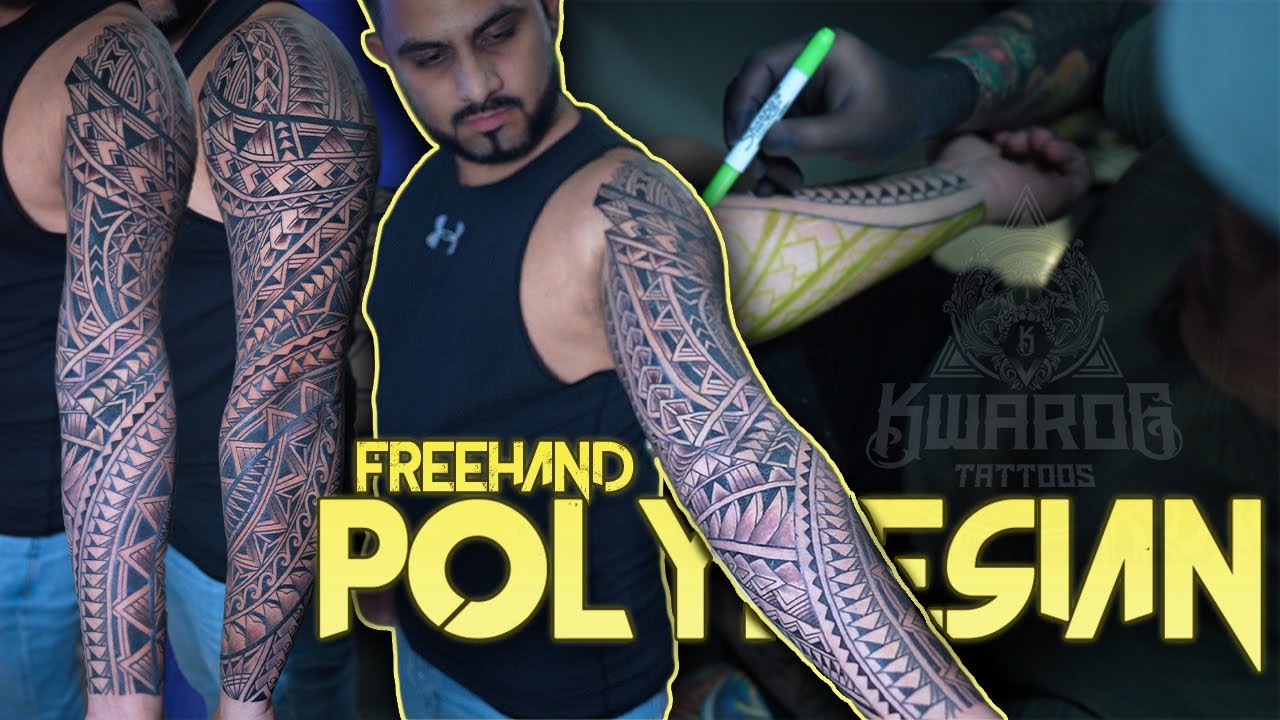 POLYNESIAN TATTOO TIMELAPSE | FREE HAND
