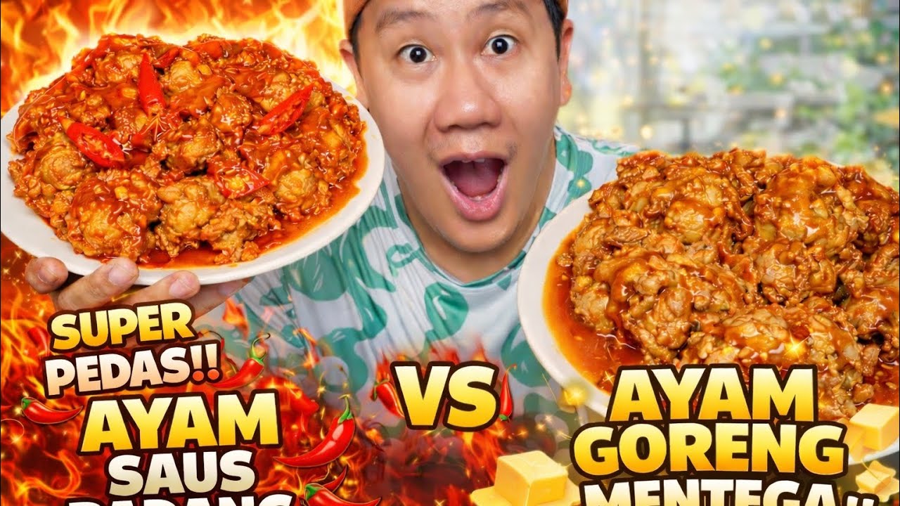 DUEL AYAM GORENG PALING GILA‼️SAUS PADANG PEDES NAMPOL vs AYAM MENTEGA BANJIR 🤯🔥 #mukbang #food 