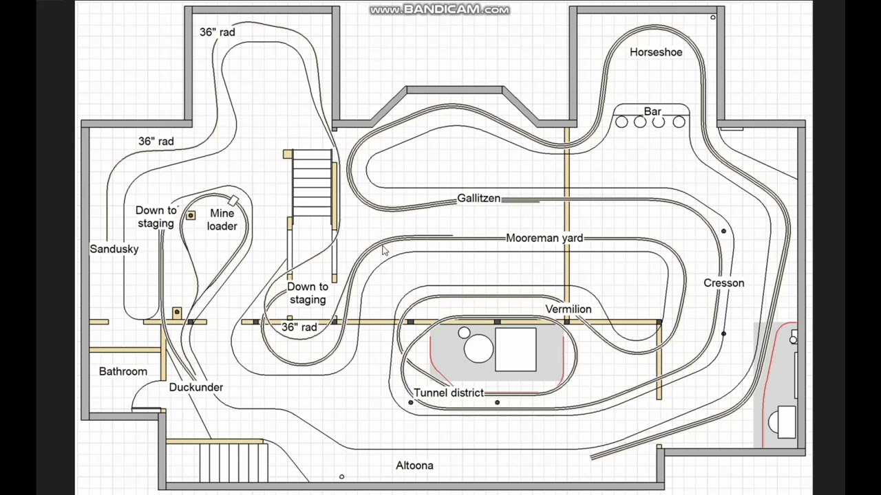 Epic 62' x 43' model railroad design, part 1