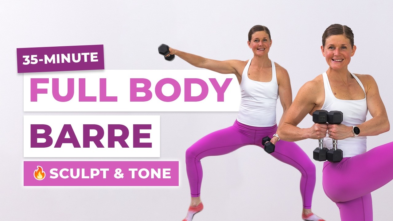 35-Minute Full-Body Barre Workout with Light Dumbbells | Sculpt & Tone at Home