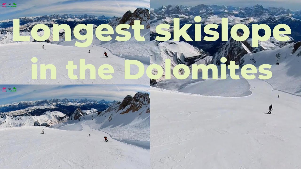 Skiing La Bellunese, the longest ski run in Dolomiti Superski.