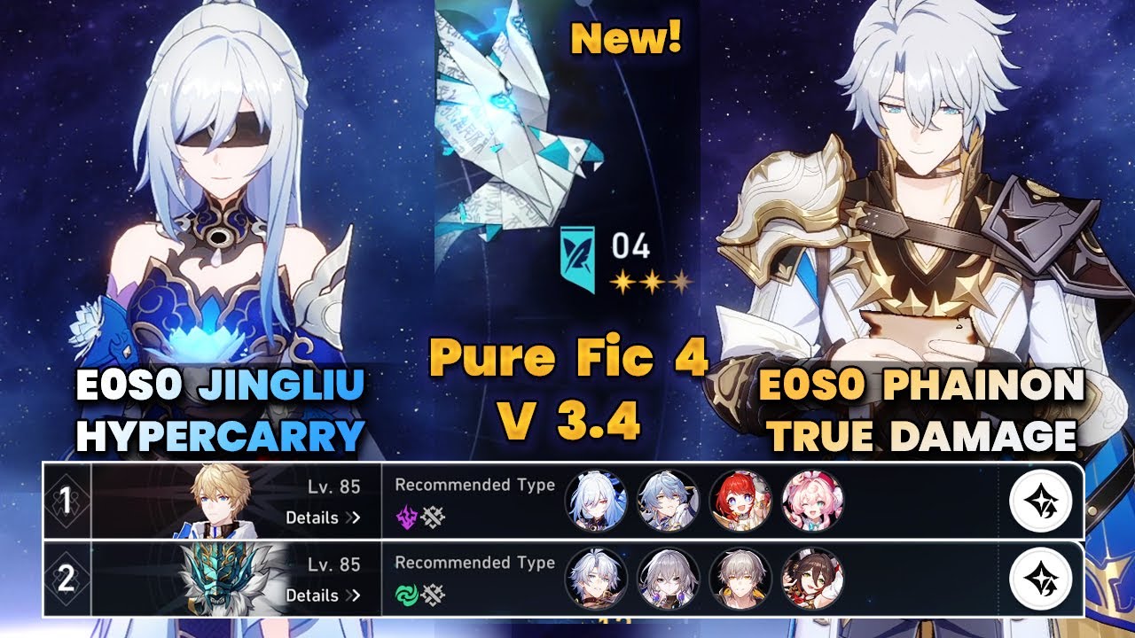 E0S0 Jingliu Hypercarry & E0S0 Phainon True Damage | NEW PureFiction 4 | V3.4 | 3 Stars | HSR |