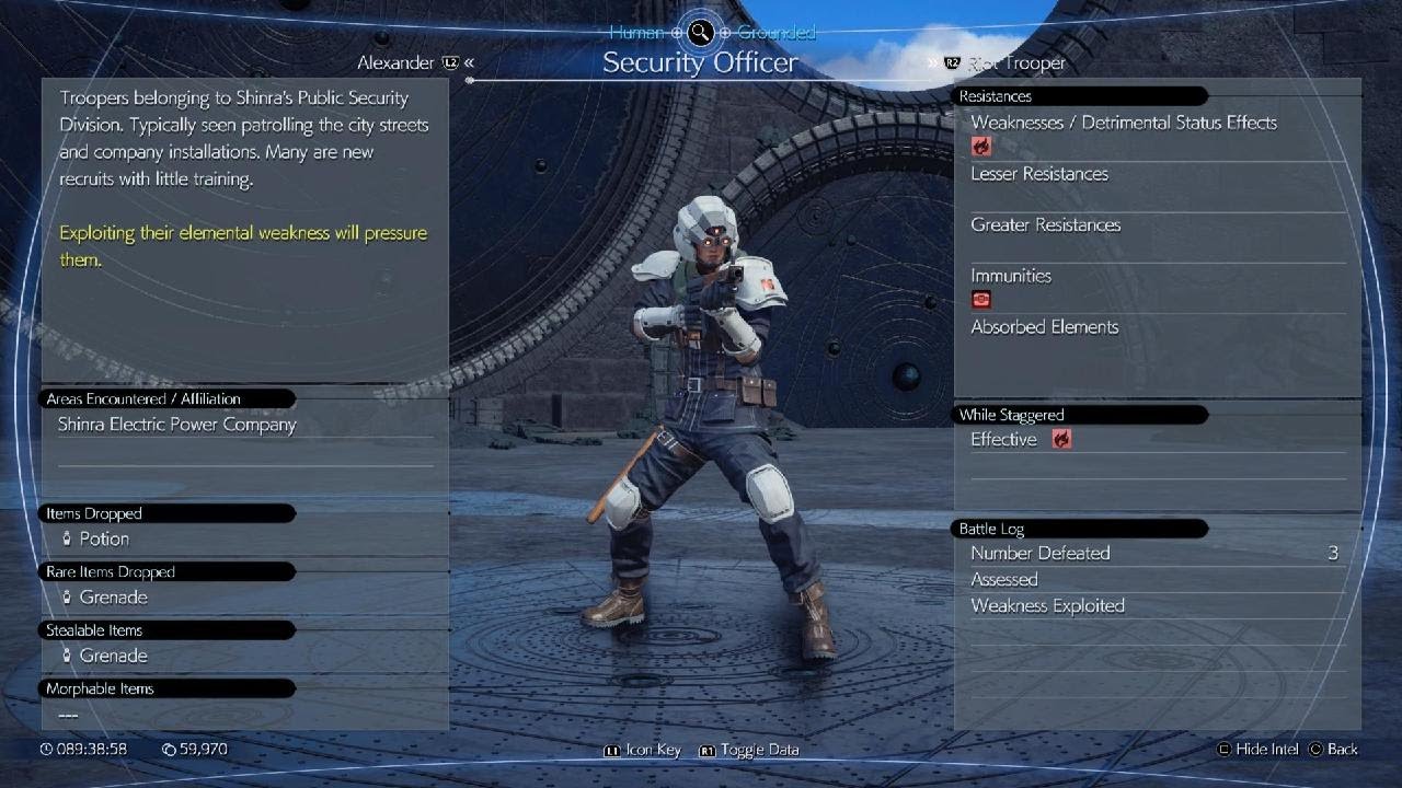 FINAL FANTASY VII REBIRTH enemy number 1 security officer enemy intel
