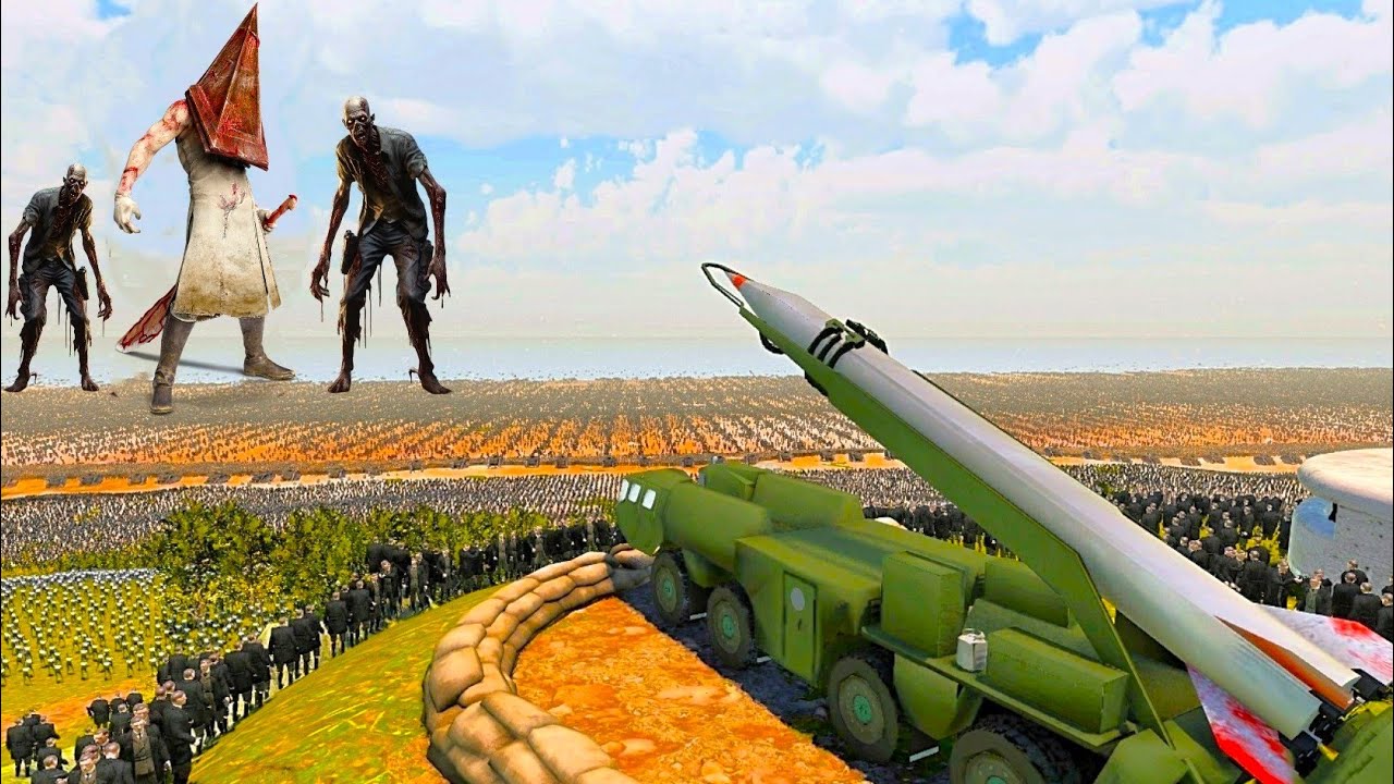 10 MILLION PYRAMID HEAD & ZOMBIES vs HUMAN ARMY Beach Defenses - Ultimate Epic Battle Simulator 2