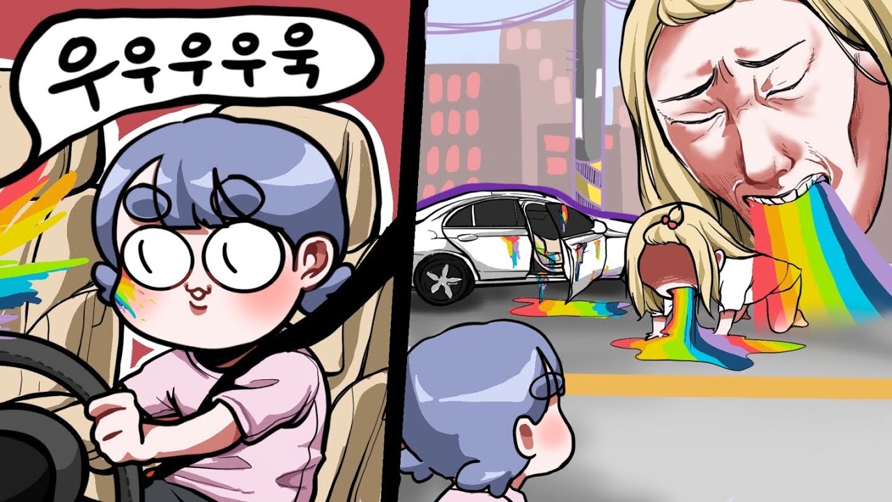 새로 산 차에 친구가 토를 했습니다.
