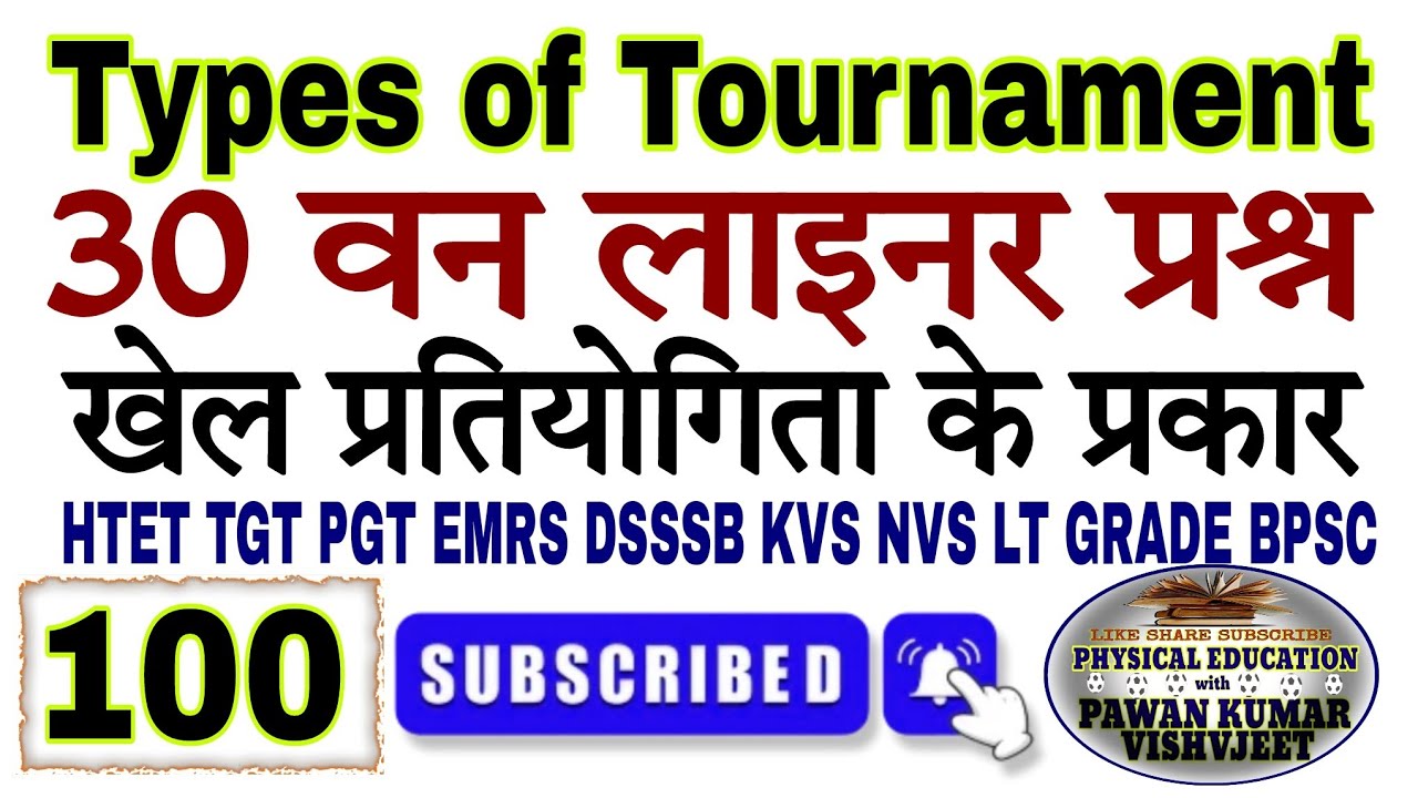 Types of Tournament 30 Question Series 100 | HTET 2024 शारीरिक शिक्षा | Physical Education Class 12
