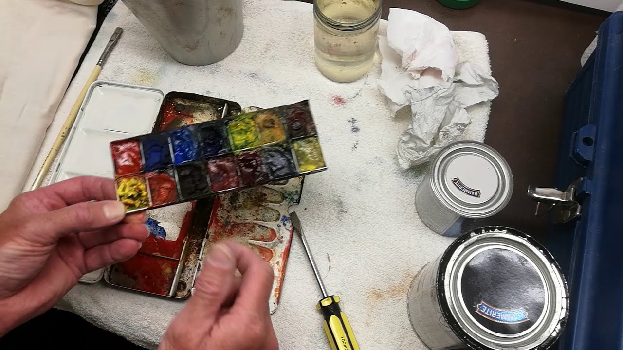 Colinsteedart. Как почистить и перекрасить жестяную палитру для смешивания красок.