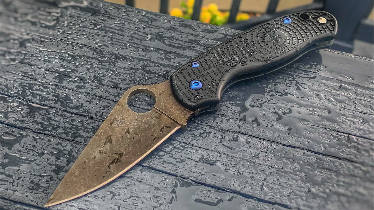 Modding Out My Spyderco Para 3 Lightweight! Acid Etch, Stonewash, Blue Hardware