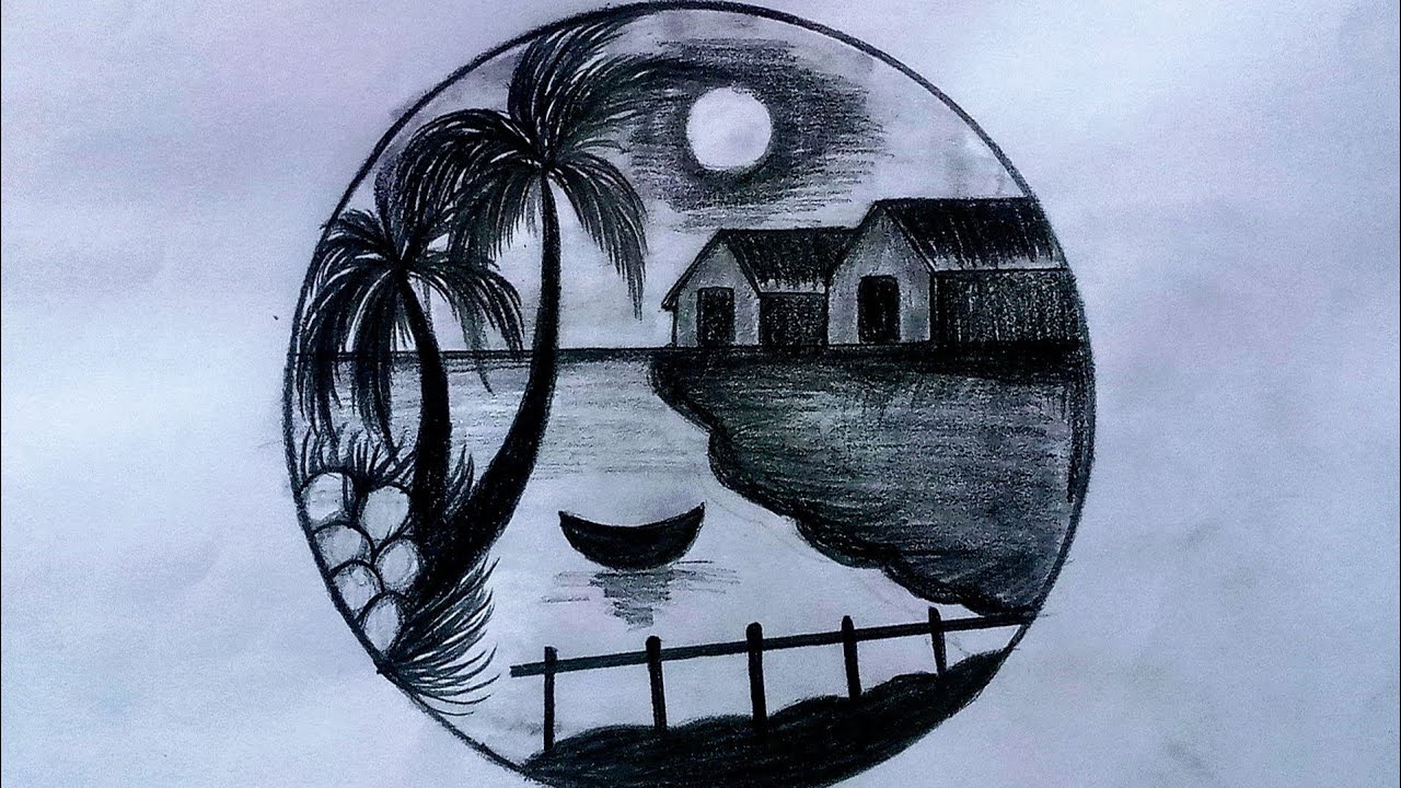 Beautiful circle scenery drawing#how to draw circle scenery drawing#drawing