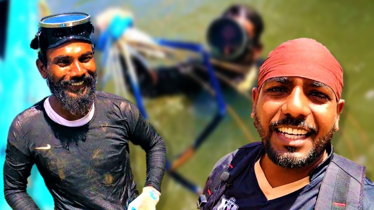 නීල අණ්ඩන් දඩයම | Giant blue claw prawn | @wishwatiyubaya 👣😲🦞