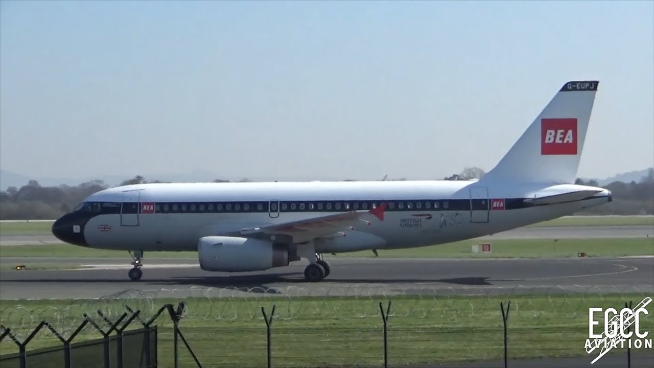 British Airways A319-100 BEA Retro Livery Landing at Manchester Airport