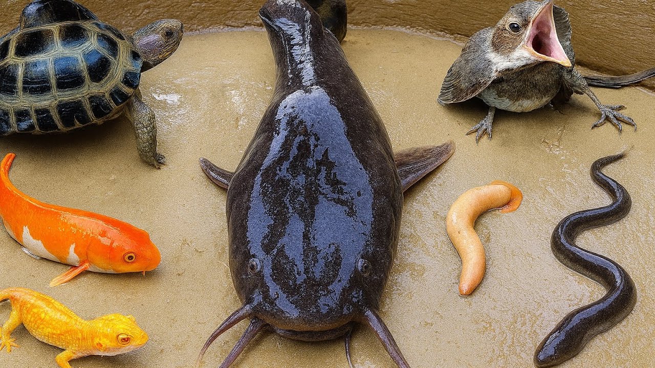 OMG! Monster Catfish Found in a Scary Hole with Crocodiles and Snakes