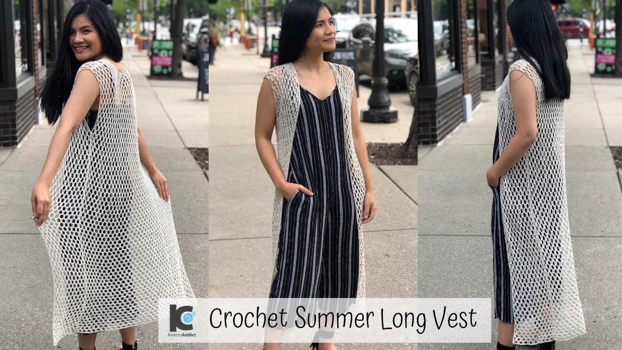 Crochet Summer Long Vest : Free Pattern
