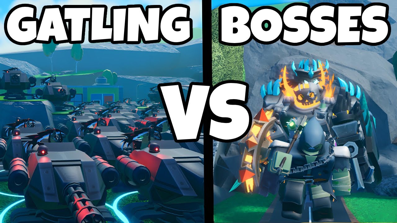 100 GATLING GUNS vs ALL BOSSES in Roblox Tower Defense Simulator (TDS)