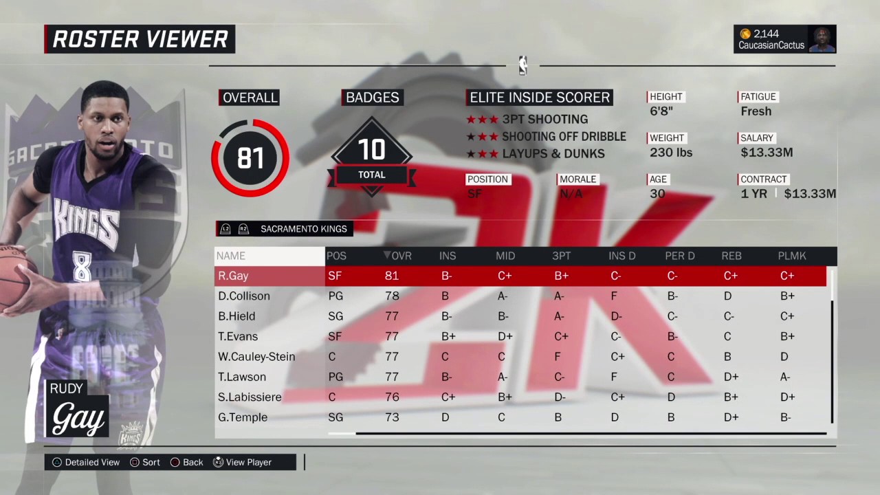 NBA 2K17 All Rosters, Grades and Ratings as of 5/11/17