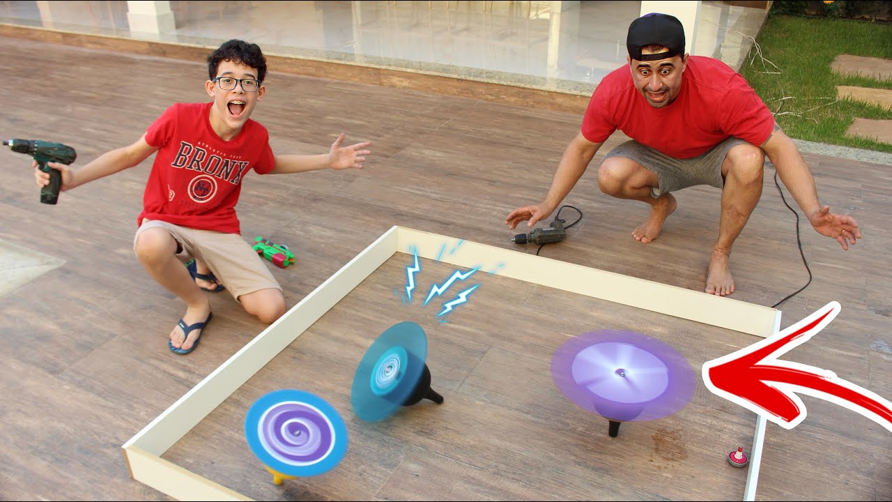 FIZEMOS UM DUELO DE BEYBLADE GIGANTE!!