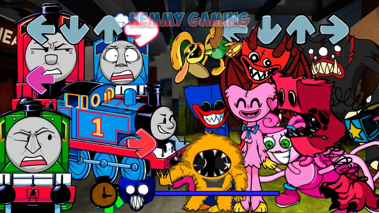 FNF Huggy Wuggy vs Thomas Big Engine Brawl Sings Friends To Your Ends | Poppy Playtime 3 FNF Mods
