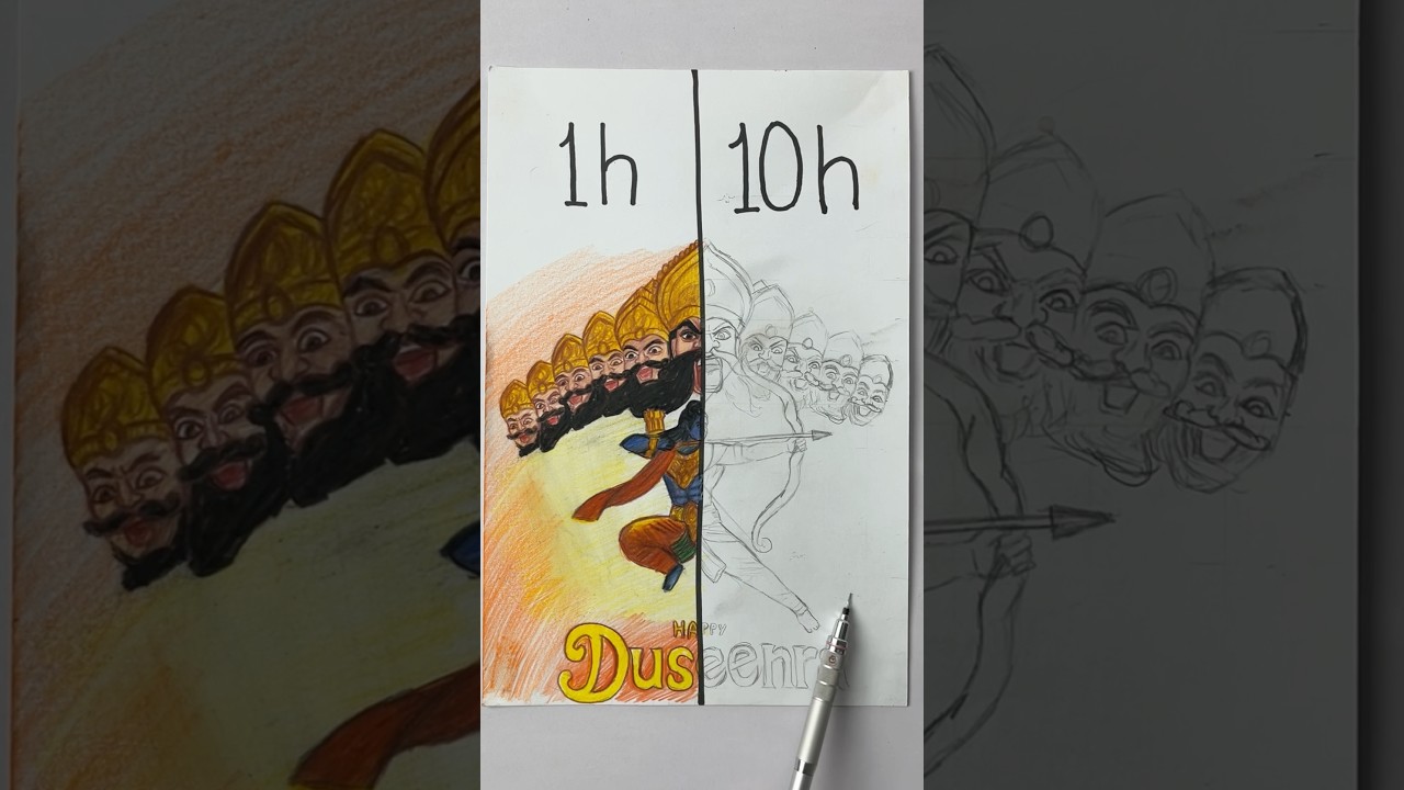 Happy Dusshera 🏹👹✨ Dussehra Special drawing 🔥 #shorts #dussehra