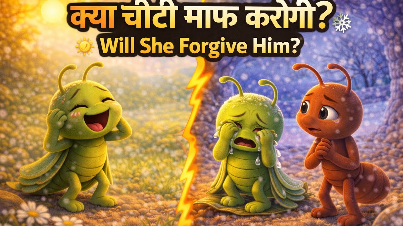 जब टिड्डे को अपनी गलती समझ आई | चींटी और टिड्डा की कहानी| The Ant and the Grasshopper Story🥲
