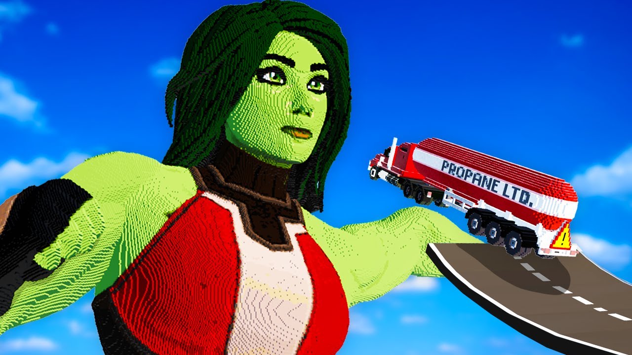 We Crashed Trucks into Massive She Hulk (Teardown Multiplayer)