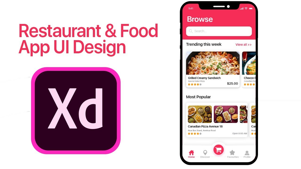 Restaurant & Food App UI Design - Adobe XD - Tutorial